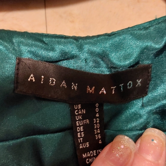 Aidan mattiox satin Gown  with ruffles size 0 - Picture 7 of 11
